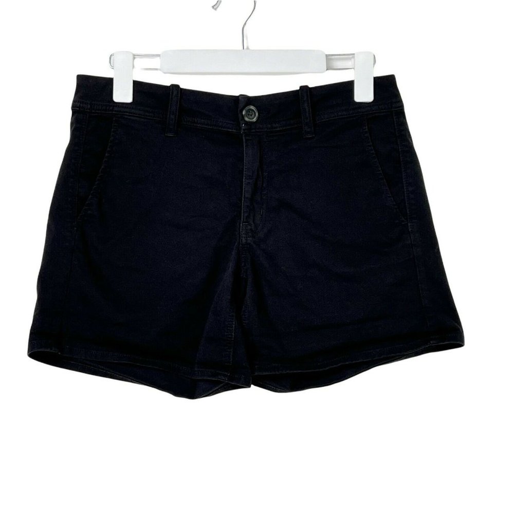 AE American Eagle Black Chino Soft Twill Midi Shorts Womens Size 6 Pockets